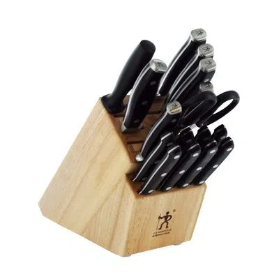Henckels Forged Premio 17-piece Knife Block Set In Black And Silver