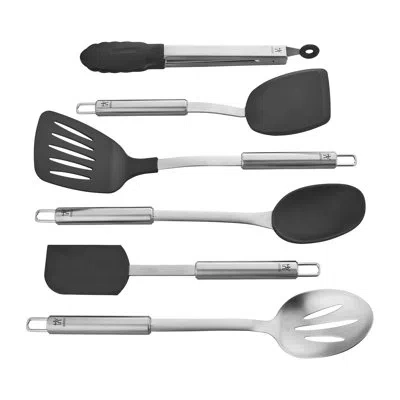 Henckels International Cooking Tools 6-pc Kitchen Gadgets Sets With Spatula, Tongs, Cooking Spoon, 18/10 Stai In Silver;black