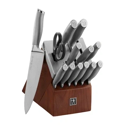 Henckels International Modernist 14-pc. Self Sharpening Knife Block Set In Silver