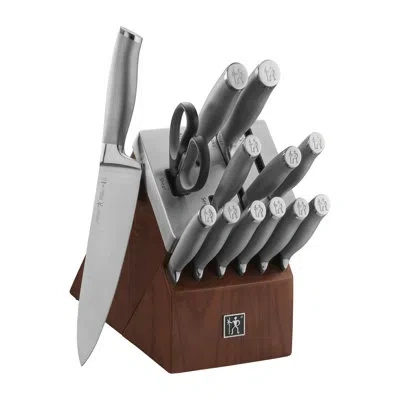 Henckels Modernist 14-piece Self-sharpening Knife Set With Block, Chef Knife, Paring Knife, Bread Knife, Stea In Dark Brown