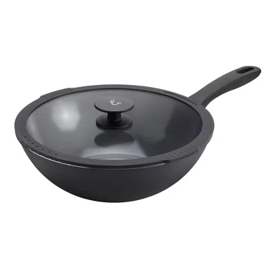 Henckels Nola 11-inch Aluminum Ceramic Nonstick Wok With Lid In Black