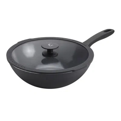 Henckels Nola 11-inch Aluminum Ceramic Nonstick Wok With Lid In Black
