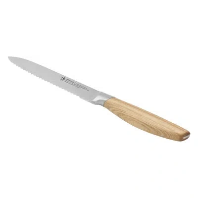 Henckels Pakka 5-inch Serrated Utility Knife In Brown