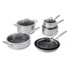 Henckels Paradigm Ceramic 10-pc Stainless Steel Dual Performance Cookware Set In Silver