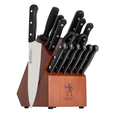 Henckels Solution 15-pc Knife Block Set With Prep Knife, Walnut In Black