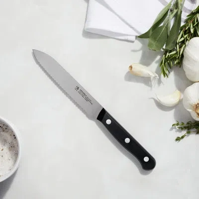 Henckels Solution 5-inch Serrated Utility Knife In Black