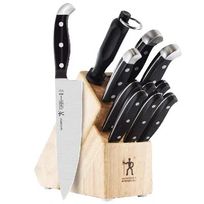Henckels Statement 12-piece Kitchen Knife Set With Block, Chefs Knife, Steak Knife, Bread Knife, Steak Knive In Black And Silver