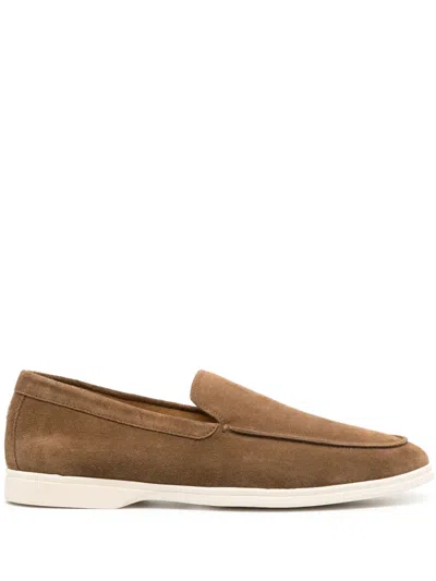 Henderson Baracco Brushed Suede Loafers In Brown