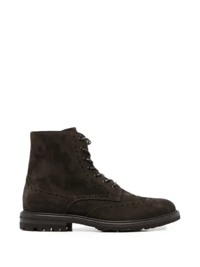 Henderson Baracco Brogue-detail Lace-up Boots In Brown