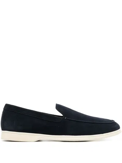 Henderson Baracco Brushed Suede Loafers In Blue