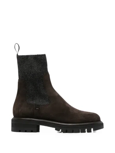 Henderson Baracco Ella Suede Panelled Boots In Brown