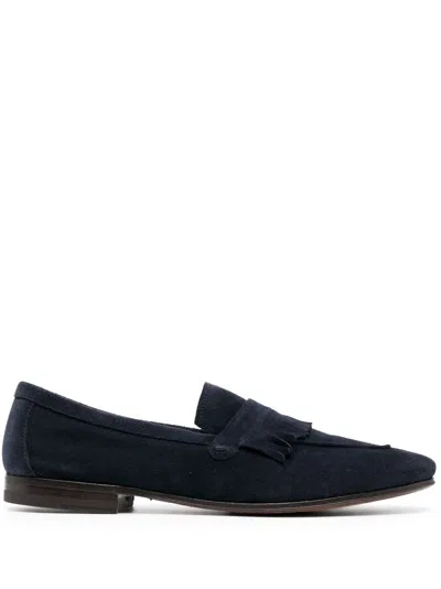 Henderson Baracco Fringe-detail Suede Loafers In Blue