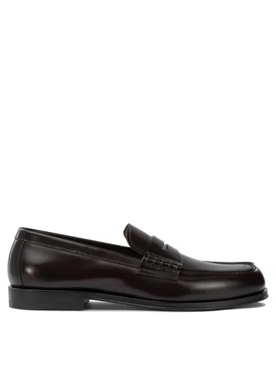 Henderson Baracco Glossy Leather Loafers In Brown