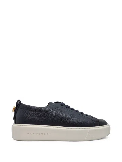 Henderson Baracco Grained-leather Platform Sneakers In Blue