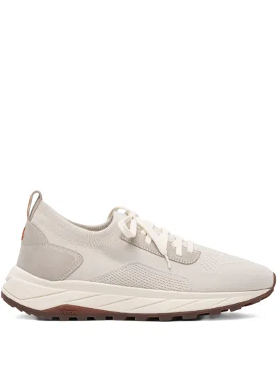 Henderson Baracco Knitted Suede Sneakers In Neutral