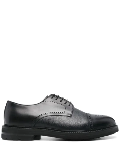 Henderson Baracco Perforated-detail Lace-up Derby Shoes In Black