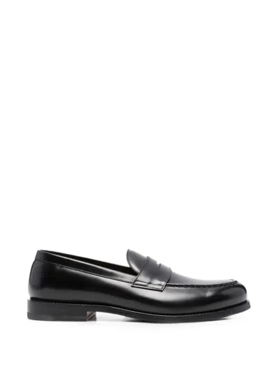 Henderson Baracco Leather Penny Loafers In Black