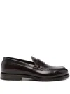 Henderson Baracco Leather Penny Loafers In Red