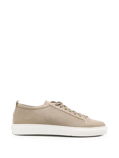 Henderson Baracco Leather Sneakers In Neutral