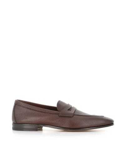 Henderson Baracco Grained-leather Loafers In Brown