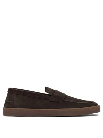 Henderson Baracco Almond Suede Loafers In Brown