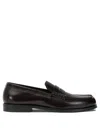 Henderson Baracco Leather Penny Loafers In Blue