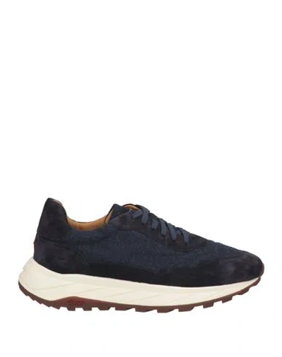 Henderson Baracco Man Sneakers Navy Size 9 Leather, Textile Fibers In Blue