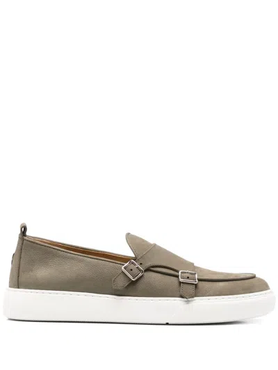 Henderson Baracco Nubuck Monk Shoes In Green
