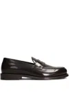 Henderson Baracco Glossy Leather Loafers In Brown