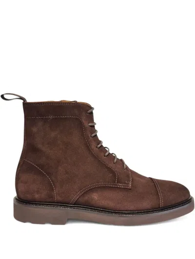 Henderson Baracco Panelled Suede Boots In Brown
