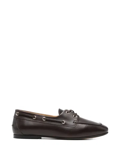 Henderson Baracco Eyelet Lace-up Boat Shoes In Brown