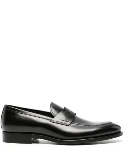 Henderson Baracco Penny-slot Leather Loafers In Brown