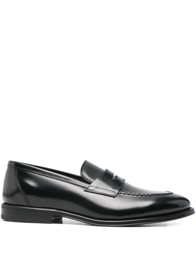 Henderson Baracco Penny-strap Stitch-detail Loafers In Black