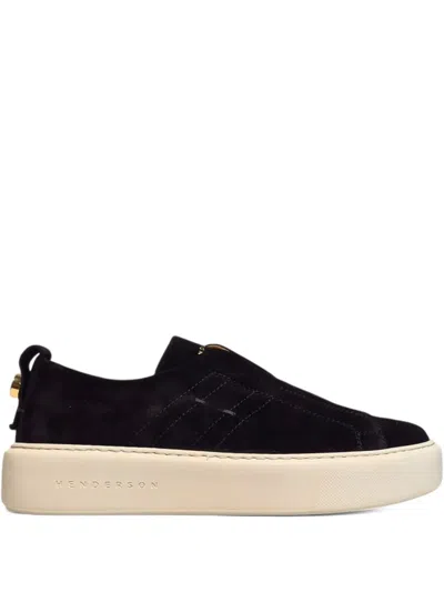 Henderson Baracco Slip-on Suede Sneakers In Black