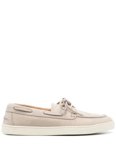 Henderson Baracco Suede Boat Shoes In Neutrals