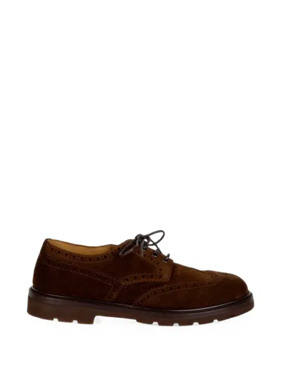 Henderson Baracco Suede Brogue Shoes In Brown