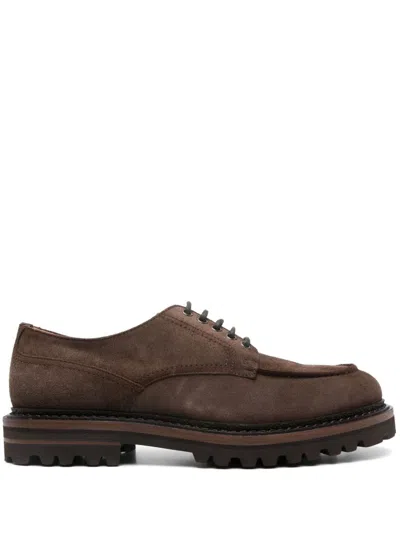 Henderson Baracco Suede Derby Shoes In Brown
