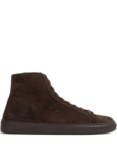Henderson Baracco Suede High-top Trainers In Brown