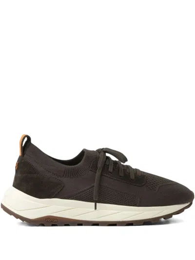 Henderson Baracco Suede-panelled Sneakers In Brown