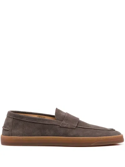 Henderson Baracco Classic Suede Loafers In Brown