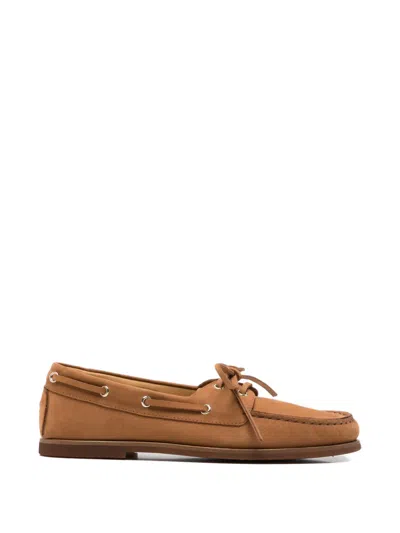 Henderson Baracco Zelia Lace-up Detail Boat Shoes In Brown