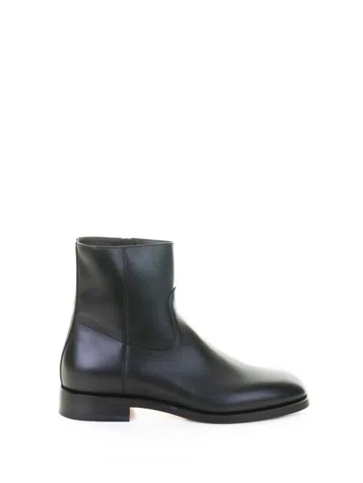 Henderson Black Leather Ankle Boot With Zip