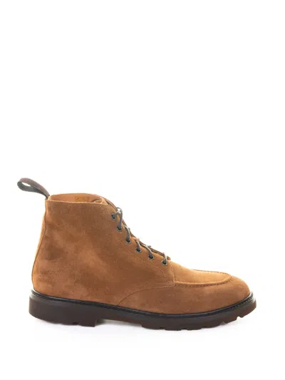 Henderson Leather Ankle Boot With Suede Laces In Multi