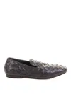 Henderson Moccasin Slip On In Woven Nappa Dark Brown In Brown