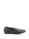 Henderson Moccasin Slip On In Woven Nappa Dark Brown In Brown