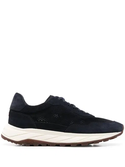 Henderson Perforated Suede Trainers With Contrasting Rubber Sole In Black