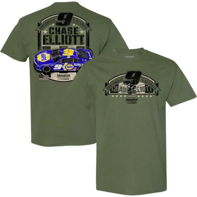 Hendrick Motorsports Team Collection Green Chase Elliott Military Car T-shirt