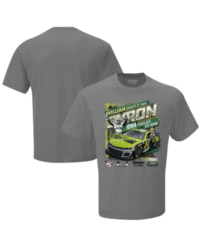 Hendrick Motorsports Team Collection Men's Checkered Flag Sports Heather Charcoal William Byron 2025 Iowa Corn 350 Race Winner T-shirt In Gray