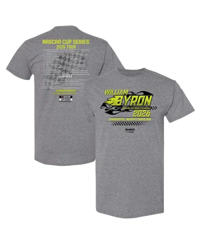 Hendrick Motorsports Team Collection Men's Heather Charcoal William Byron 2026 Nascar Schedule T-shirt In Gray