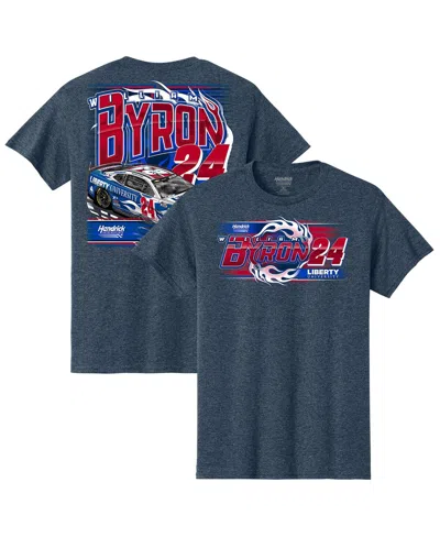 Hendrick Motorsports Team Collection Men's Heather Navy William Byron Liberty University Car T-shirt